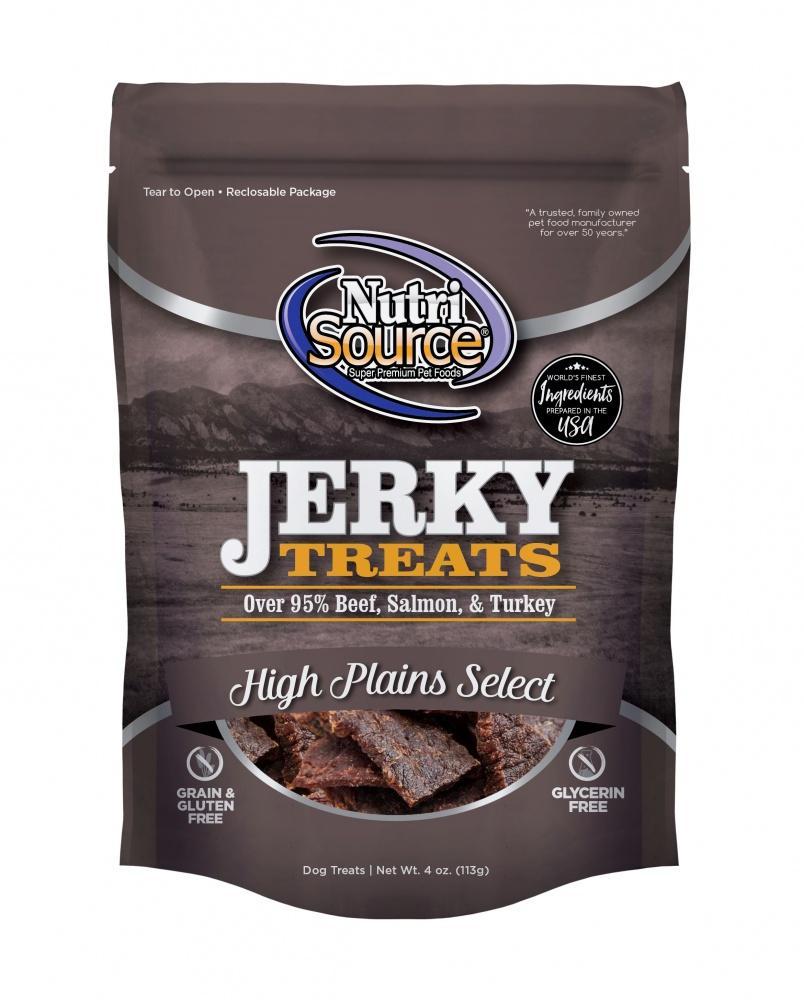 NutriSource® High Plains Select Grain Free 95% Beef, Salmon, & Turkey Jerky Dog Treats NutriSource® High Plains Select Grain Free 95% Beef, Salmon, & Turkey Jerky Dog Treats